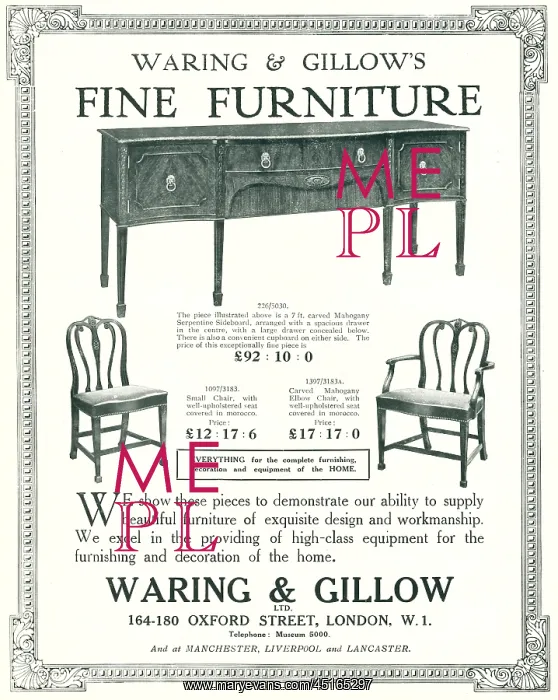 : Waring and Gillow Advertisement : Waring and Gillow Advertisement