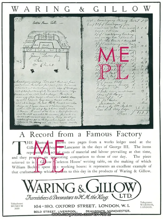 : Waring and Gillow Advertisement : Waring and Gillow Advertisement