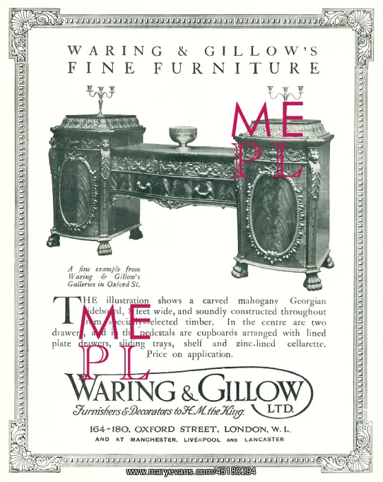 : Waring and Gillow Advertisement : Waring and Gillow Advertisement