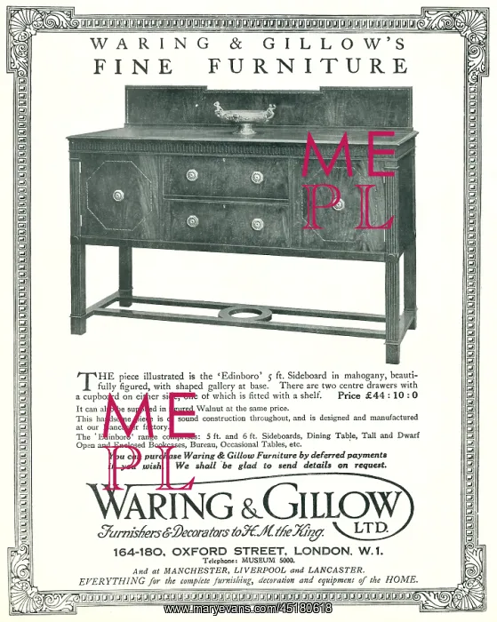 : Waring and Gillow Advertisement : Waring and Gillow Advertisement