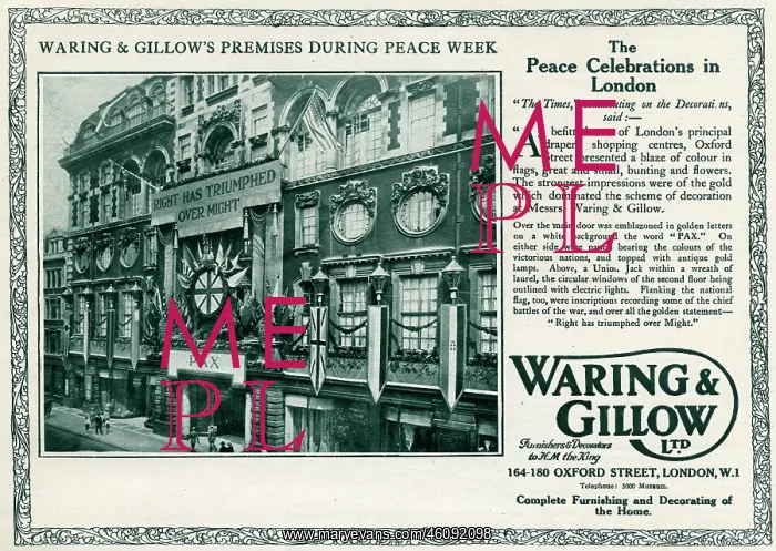: Waring & Gillow's premises during peace week 1919 : Waring & Gillow's premises during peace week 1919