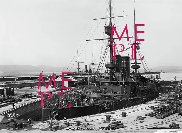 : Warship in Gibraltar around 1912 : Warship in Gibraltar around 1912