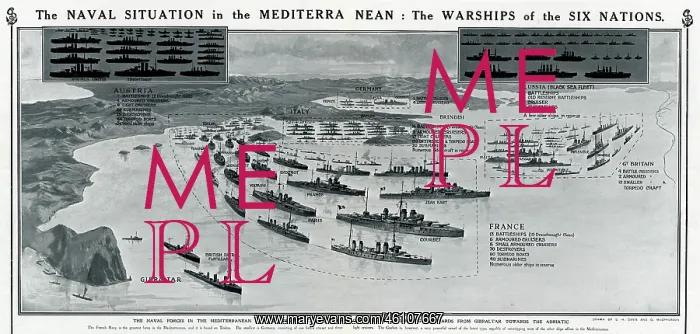 : Warships of the six nations in the Mediterranean, WW1 : Warships of the six nations in the Mediterranean, WW1