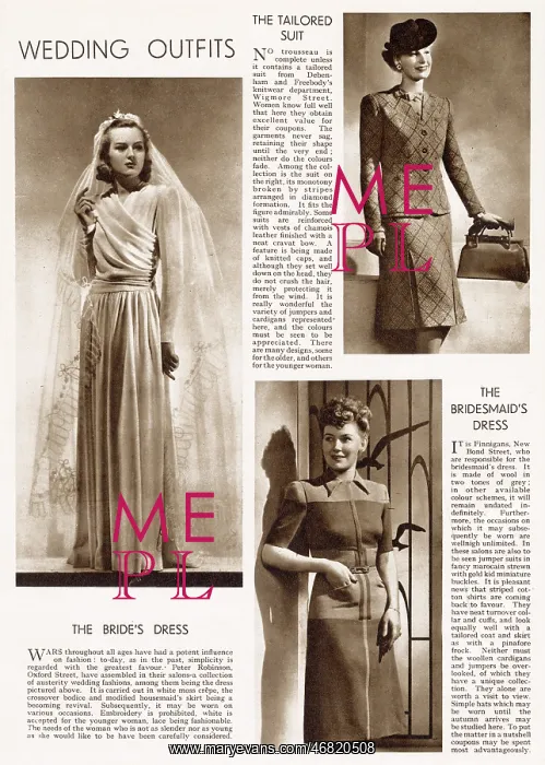 : Wartime austerity - wedding outfits : Wartime austerity - wedding outfits