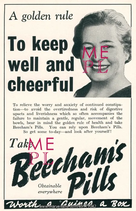 : Wartime Beecham's Pills Advertisement : Wartime Beecham's Pills Advertisement