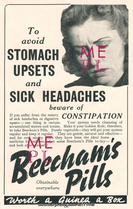 : Wartime Beecham's Pills Advertisement : Wartime Beecham's Pills Advertisement