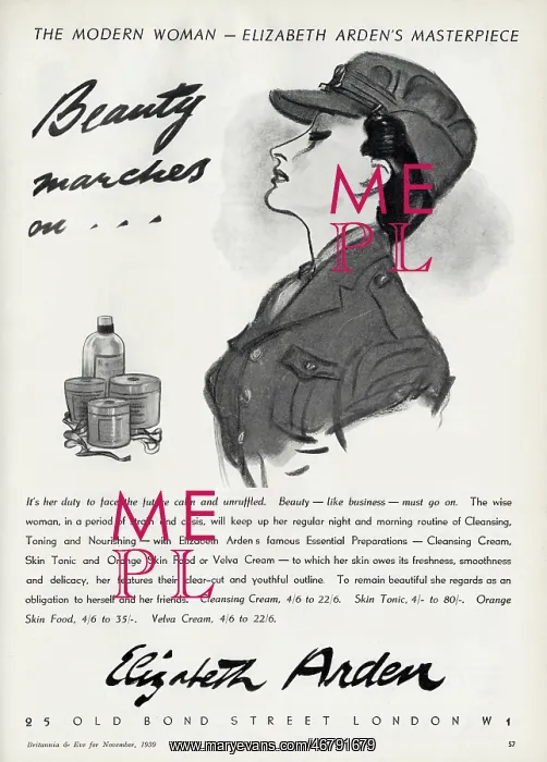: Wartime Elizabeth Arden advertisement : Wartime Elizabeth Arden advertisement