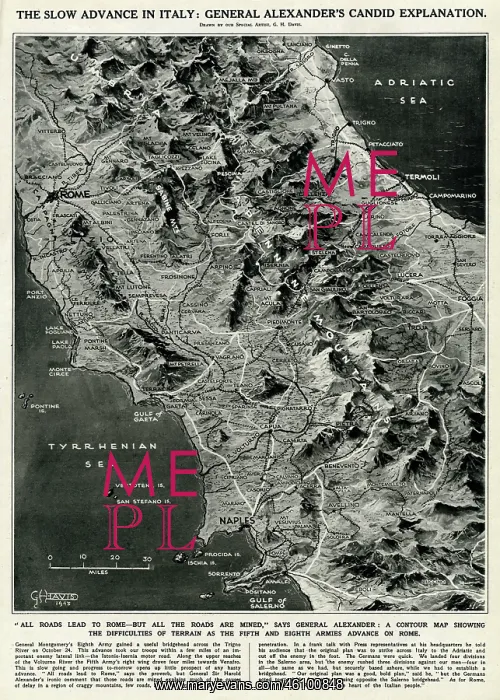 : Wartime map of Italy by G. H. Davis : Wartime map of Italy by G. H. Davis