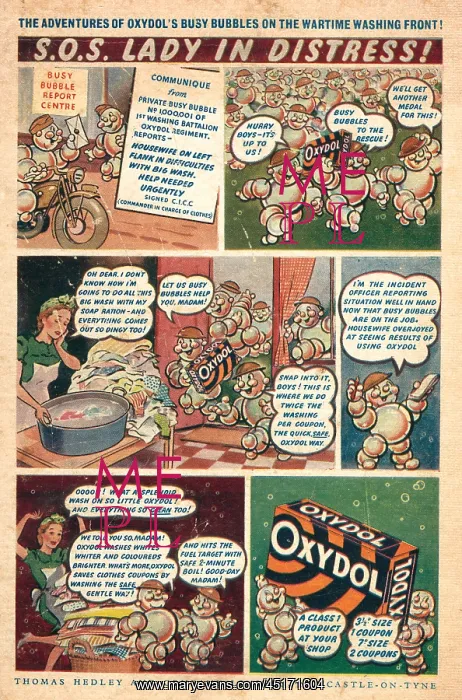 : Wartime Oxydol Comic Strip Advertisement : Wartime Oxydol Comic Strip Advertisement