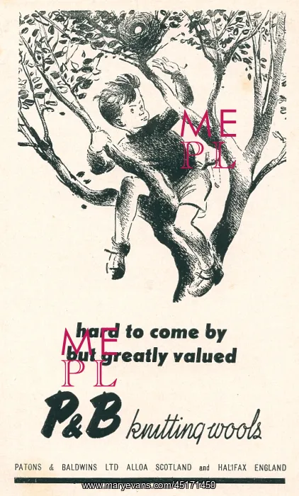 : Wartime P & B Knitting Wools Advert : Wartime P & B Knitting Wools Advert
