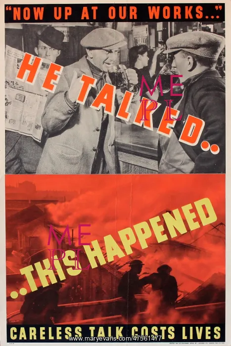 : Wartime poster warning against careless talk : Wartime poster warning against careless talk