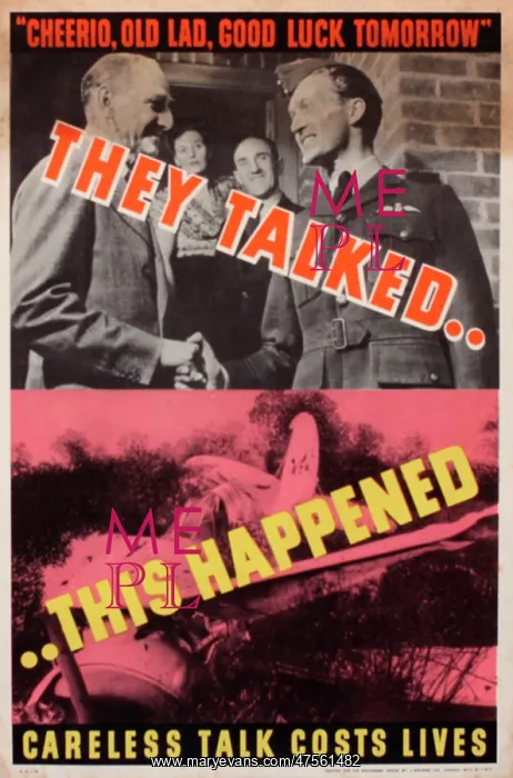: Wartime poster warning against careless talk : Wartime poster warning against careless talk