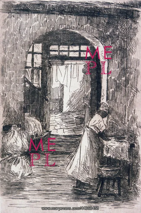 : Washerwoman at Work Ironing, circa 1910 : Washerwoman at Work Ironing, circa 1910