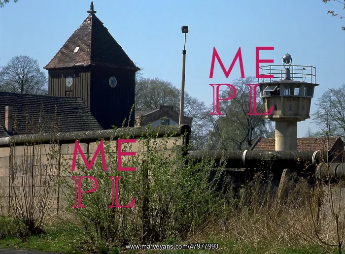 : Watchtower and church at the Wall in Berlin : Watchtower and church at the Wall in Berlin