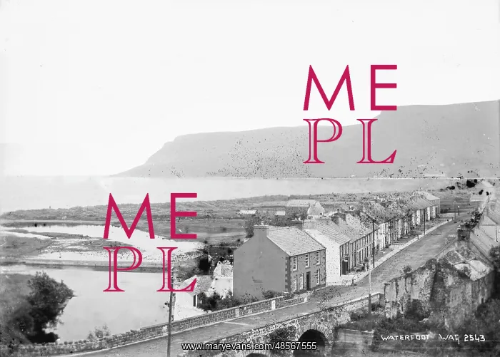 : Waterfoot - an elevated view of the town and the bridge in the foreground : Waterfoot - an elevated view of the town and the bridge in the foreground