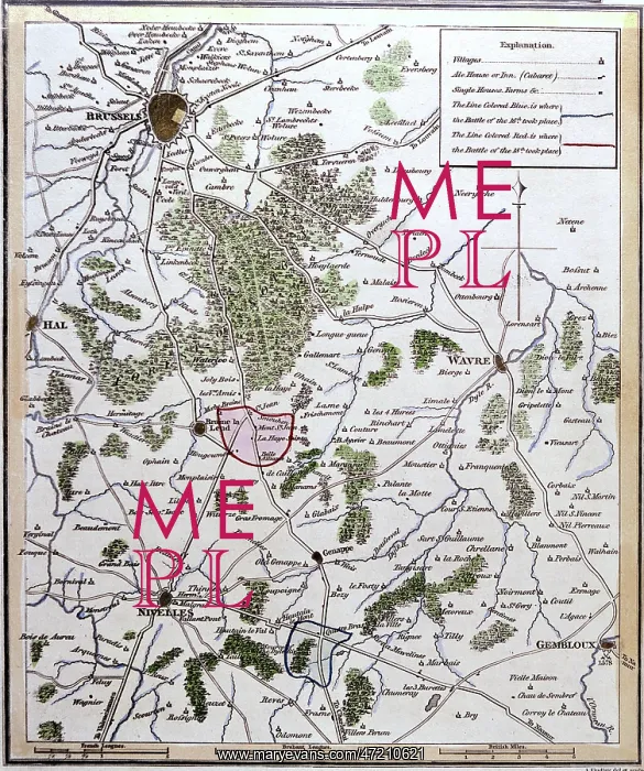 : WATERLOO 4 BRAS MAP 1815 : WATERLOO 4 BRAS MAP 1815