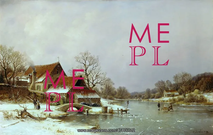 : A Watermill by a Frozen River : A Watermill by a Frozen River