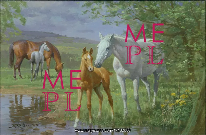 : At the Water's Edge - mares and foals : At the Water's Edge - mares and foals