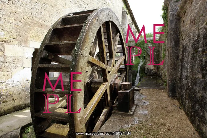 : Waterwheel at forge, Fontenay Abbey, Cote d'Or, France : Waterwheel at forge, Fontenay Abbey, Cote d'Or, France