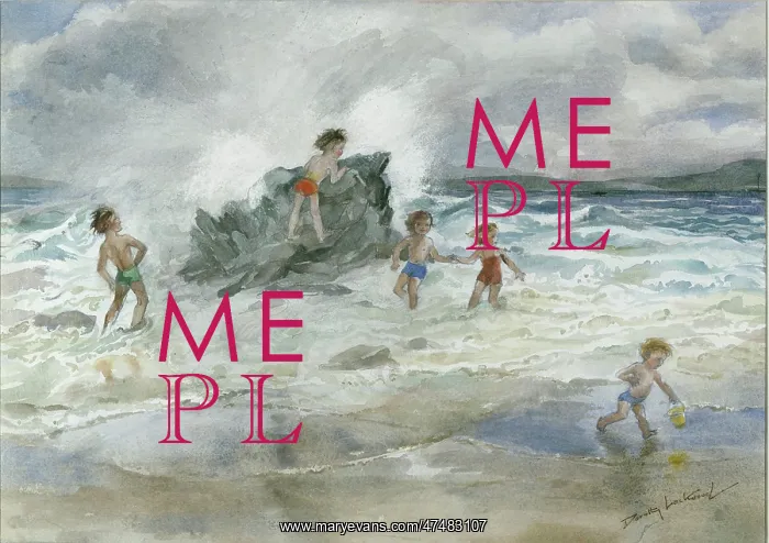 : The Wave ' children in the sea by a rock : The Wave ' children in the sea by a rock