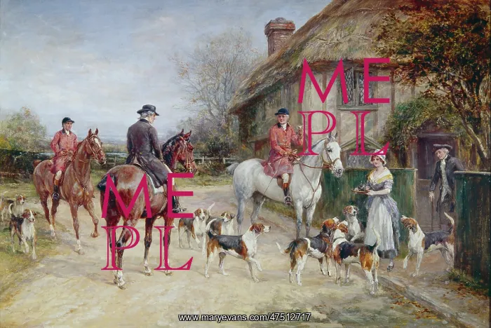: Wayside Refreshment ' huntsmen by cottage : Wayside Refreshment ' huntsmen by cottage