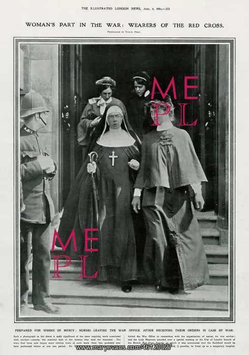 : Wearers of the Red Cross leaving the War Office : Wearers of the Red Cross leaving the War Office