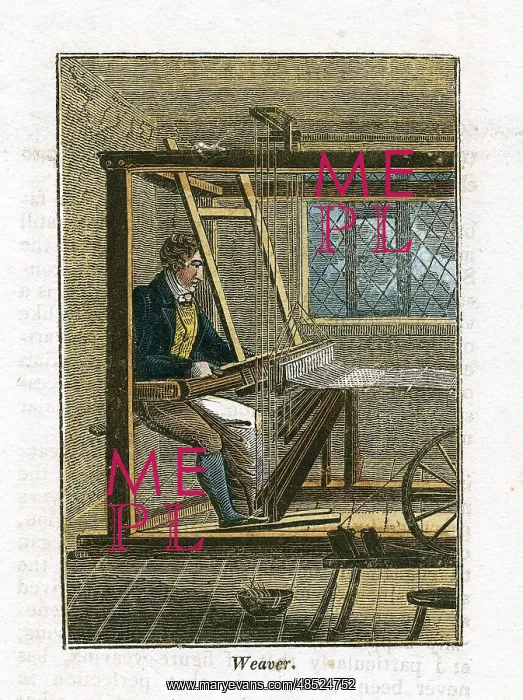 : Weaver at his loom. This man would be a piece-worker : Weaver at his loom. This man would be a piece-worker