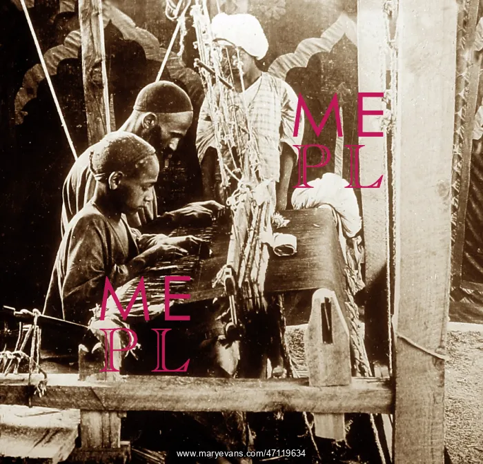 : Weaving shawls on a hand loom, Kashmir : Weaving shawls on a hand loom, Kashmir