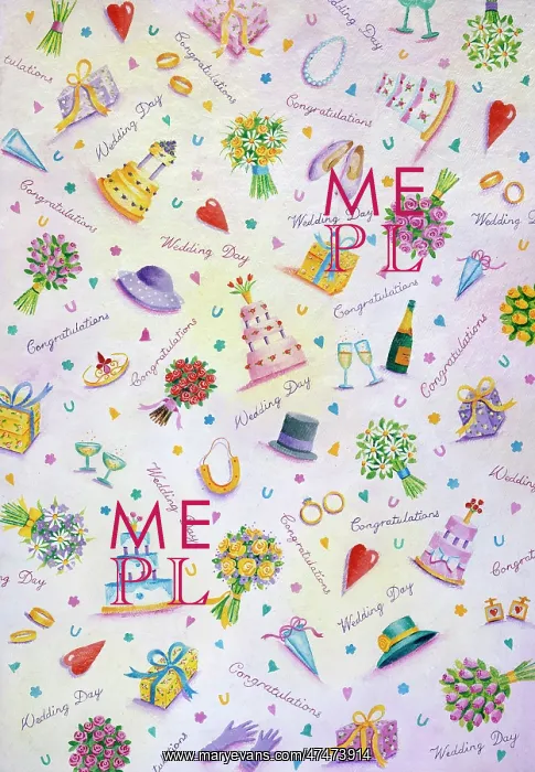 : Wedding Day ' wrapping paper design : Wedding Day ' wrapping paper design