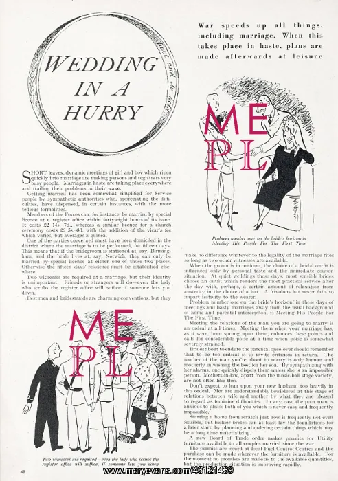 : Wedding in a hurry, 1944 : Wedding in a hurry, 1944