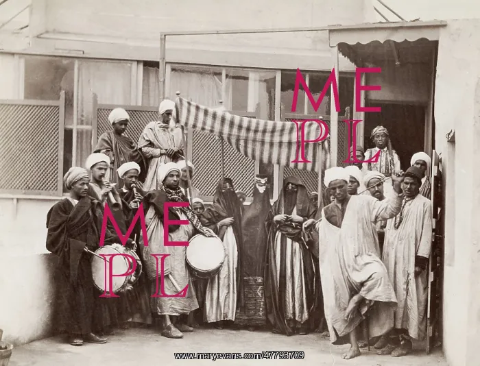 : Wedding procession with musicians, Egypt : Wedding procession with musicians, Egypt
