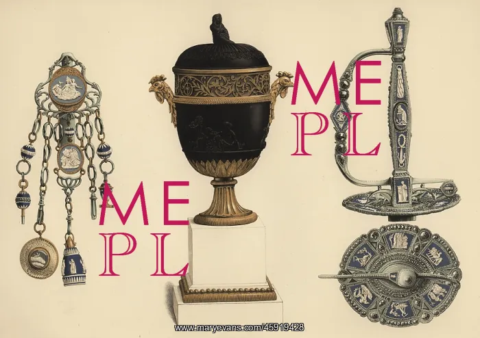 : Wedgwood chatelaine, vase and sword : Wedgwood chatelaine, vase and sword
