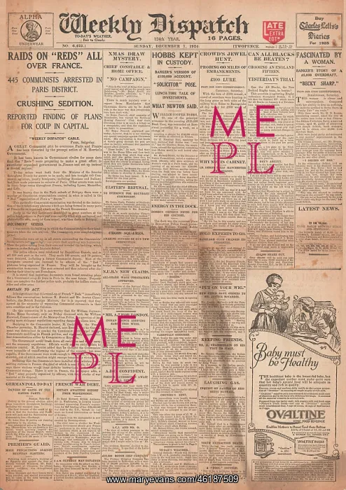 : Weekly Dispatch newspaper - Communist plot in France : Weekly Dispatch newspaper - Communist plot in France