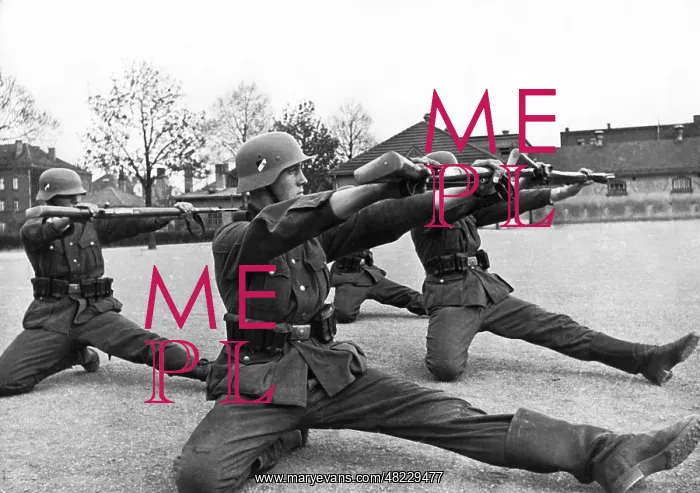 : Wehrmacht soldiers practicing on the barrack yard : Wehrmacht soldiers practicing on the barrack yard