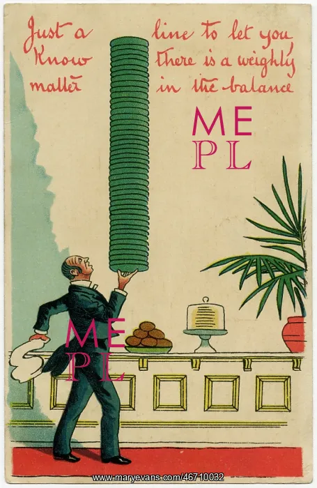 : A Weighty matter in the balance - a Waiter with many plates : A Weighty matter in the balance - a Waiter with many plates