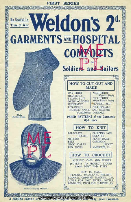 : Weldon's garments & hospital comforts, knitting booklet, WW1 : Weldon's garments & hospital comforts, knitting booklet, WW1