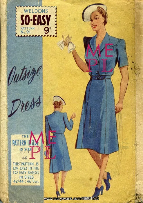 : Weldon's So-Easy pattern for outsize dress, 1940s : Weldon's So-Easy pattern for outsize dress, 1940s