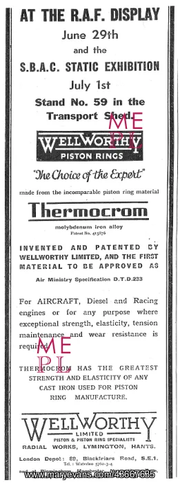 : Wellworthy Aero Engine Piston Rings - Thermocrom : Wellworthy Aero Engine Piston Rings - Thermocrom