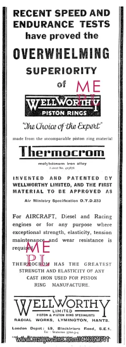 : Wellworthy Piston Rings, Thermocrom : Wellworthy Piston Rings, Thermocrom
