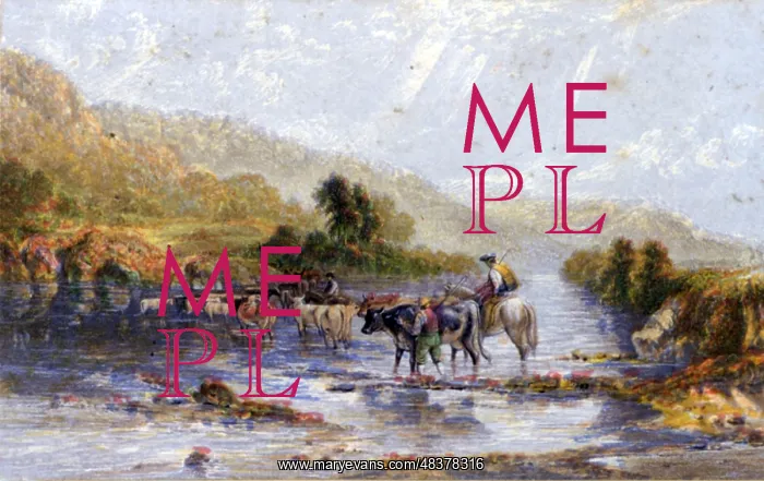: Welsh Drovers. Oleograph by George Baxter (1804-1858) : Welsh Drovers. Oleograph by George Baxter (1804-1858)