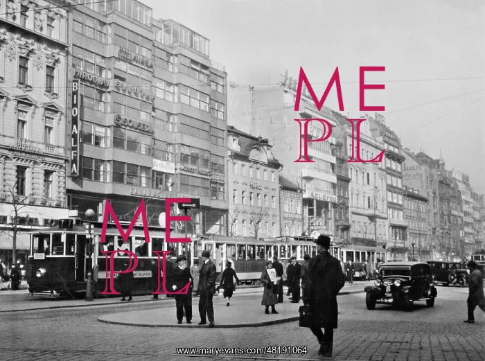 : Wenceslas Square in Prague, 1936 : Wenceslas Square in Prague, 1936