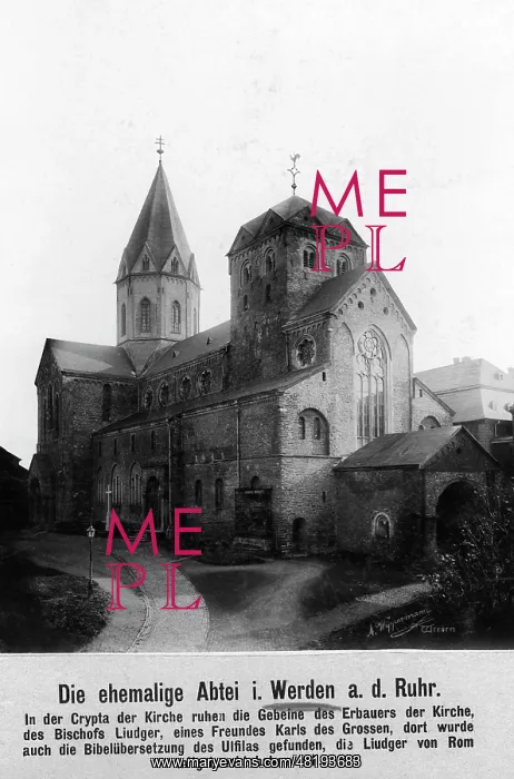: Werden. View of the abbey church in Werden (undated picture). 01.01.1900-31.12.1910 : Werden. View of the abbey church in Werden (undated picture). 01.01.1900-31.12.1910