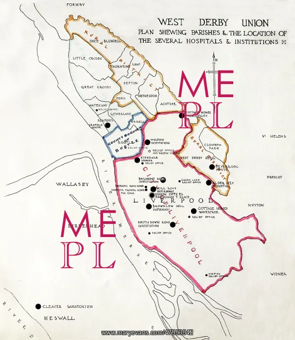 : West Derby Union, Liverpool - Map of Institutions : West Derby Union, Liverpool - Map of Institutions