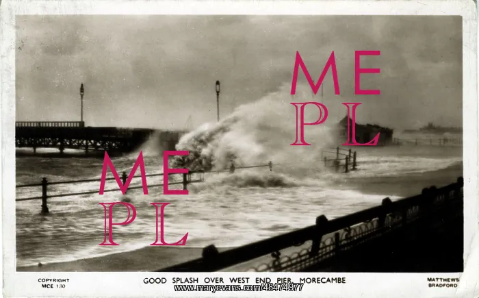 : West End Pier in Rough Seas, Morecambe, Lancashire : West End Pier in Rough Seas, Morecambe, Lancashire