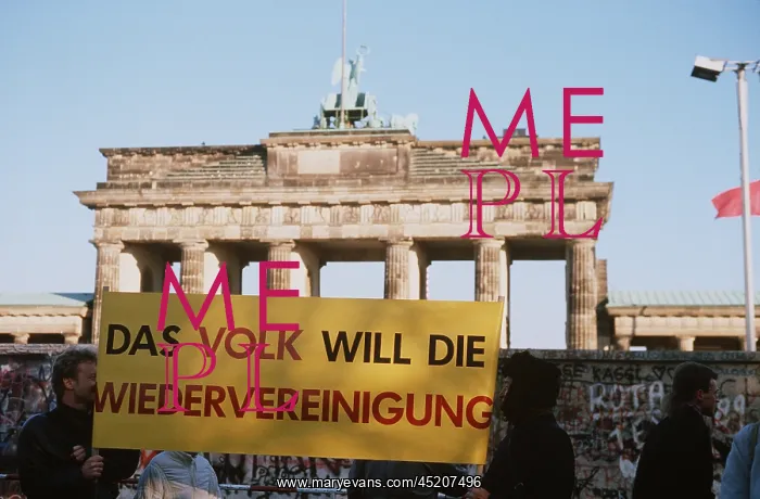 : West German citizens display a banner THE ? : West German citizens display a banner THE ?