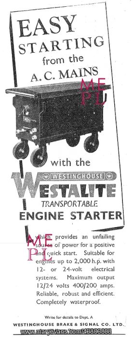  : Westinghouse Rectifiers, Engine Starters & Battery Chargers