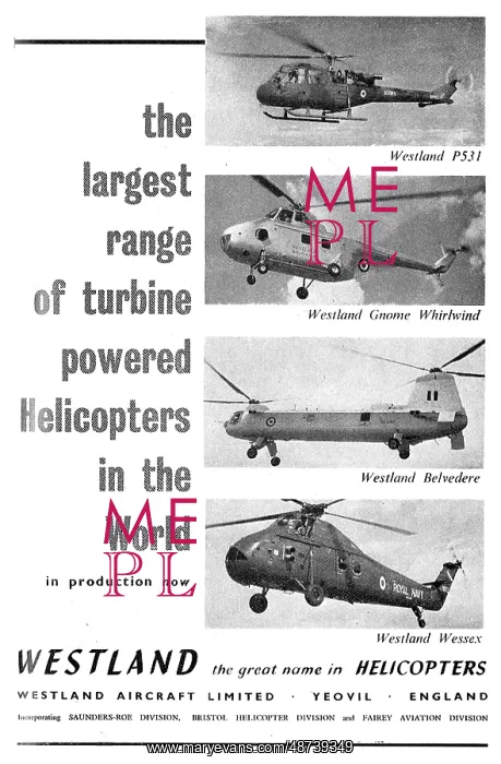 : Westland Helicopters 1961 Models : Westland Helicopters 1961 Models