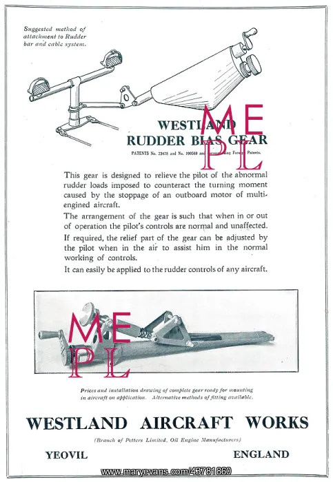 : Westland Rudder Bias Gear : Westland Rudder Bias Gear
