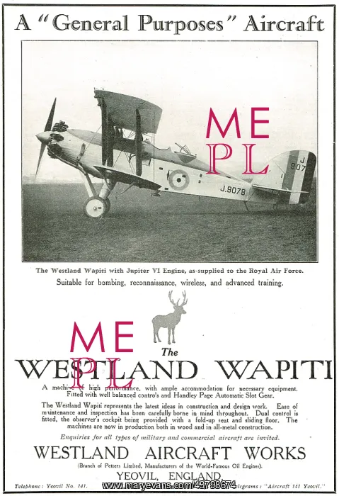 : Westland Wapiti J9078 : Westland Wapiti J9078