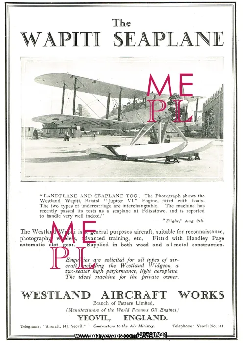 : Westland Wapiti Seaplane : Westland Wapiti Seaplane